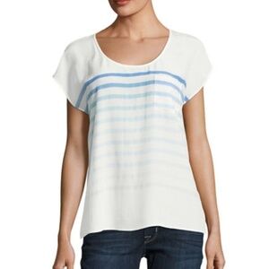 NWT Joie Blue stripe 100% Silk Top